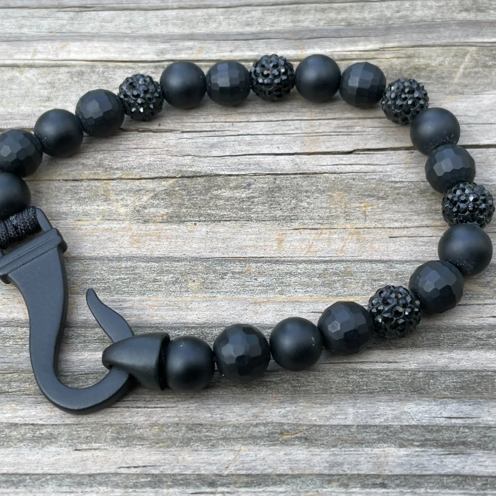 Nordstrom Rack Bracelet Men Wristband Black beads - Picture 8 of 9